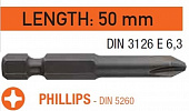 USH Насадка викруткова Industry Phillips PH1 x 50 мм подовжена, Уп. 10 шт. | UUSG0013021