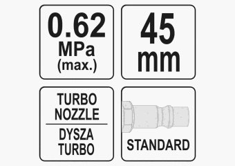 YATO Пістолет пневматичний продувальний YATO з турбо-соплом l= 45 мм, Ø=1/4", для тиску- 0.62 МПа  |