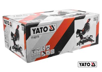 YATO Пила торцьовальна з протяжкою і лазером YATO: P=1.8 кВт, диск Ø=305/30мм, гл. різу 90°/45°-105/