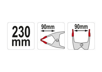 YATO Струбцина пружинна- "прищіпка", металева YATO : L= 230 мм, роб. висота/глиб.- 90/90 мм  | YT-64