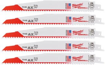 MILWAUKEE Полотно для шабельних пил AX FANG TIP, 230х5,0мм, (5шт), (деревина з цвяхами)