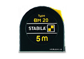 STABILA Рулетка Type BM20 : L= 5 м x 19 мм, пласт. корпус з сталевою стрічкою | 16446