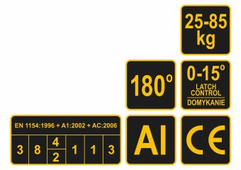 VOREL Дотягувач дверей механічний : 25-85 кг, 180°, 248 х 42 х 52 мм, бронзое покриття  | 78471