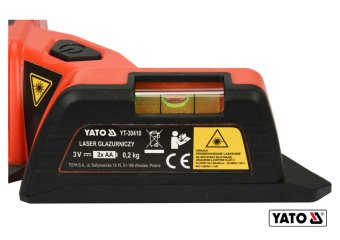 YATO Рівень лазерний для укладання плитки YATO: діап.- 10м,+/-1мм, кут-90°, 2 лазера, 2 капсули, 2xA