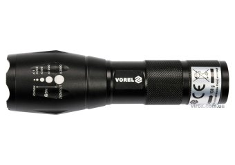 VOREL Ліхтар CREE XP-E світлодіодний ; 5 Вт, 3 режими,280lm, живлення-3ААА батар, Ø= 40мм l=135мм | 