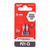 MILWAUKEE Біта SHOCKWAVE , PZ1, 25мм, (2шт) | 4932430860