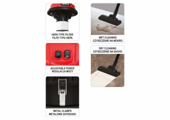 YATO Порохотяг промисловий мережевий YATO : 2400 Вт, збірна ємність- 70 л  | YT-85710