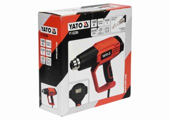 YATO Фен технічний мережевий YATO: 1.6 кВт, 50-650°C, 250-500л/хв, 2 режими, регулятор тем-ри+5насад