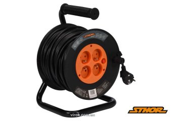 STHOR Подовжувач мережевий на котушці : l= 25 м, 4 гнізда, 3-жильний, Ø= 1 мм², IP44  | 82692