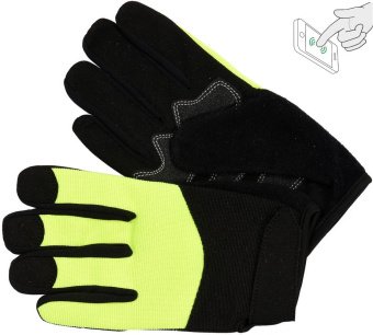 YATO Рукавиці робочі чорно-жовті зміцнені YATO для сенс. екранів, штучна шкіра +бавовн трикотаж,розм