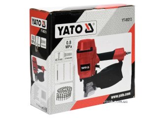 YATO Пістолет цвяхозабивний, пневматичний, барабанний YATO для цвяхів t= 2.3-2.9мм, h= 45-70мм, 8 Ba