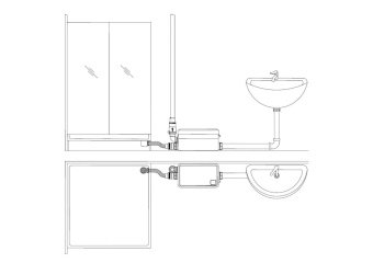 FALA Помпа до каналізаційних стоків душа і вмивальника мережева FAL: P=250Вт, на висоту 5м, Q=100л/х
