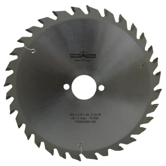 Диск пильный по дереву 190х2.8х1.8х30 мм, Z=32, зуб W (ATB), продольный+поперечный рез PROFITOOL