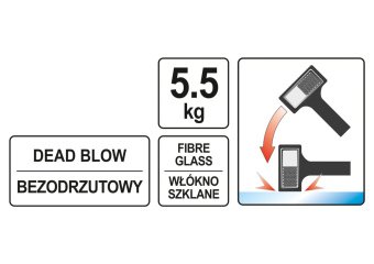YATO Молоток безінерційний YATO: з гумовим обухом 180х110х110 мм, m=5.5кг скловолоконна ручка l=800м