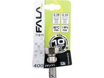 Шланг водопровідний з опліткою з нерж сталі FALA l= 400мм, Ø= 8/12, з'єднання F-3/8" х F-3/8" 1 МПа