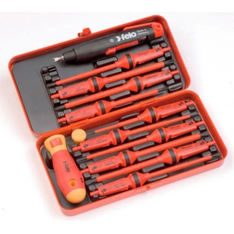 Набор отверток высоковольтных E-SMART Иndustry 1000 В, 12 отверток + спецручка, CrMoV сталь.