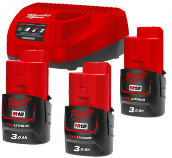 MILWAUKEE Энергокомплект M12 NRG-303 (B3 3шт +З/У С12С) 4933459207 | 4933459207
