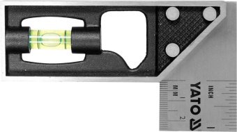 YATO Кутник слюсара з нержавіючої сталі YATO: 90° з метричною шкалою і рівневою капсулою, 150 мм  | 