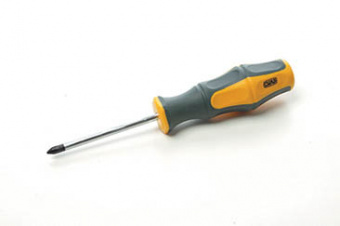 Отвертка крестовая обрезиненная рукоятка СrV PH1х75мм (Phillips) (двухкомпонентная) СИЛА