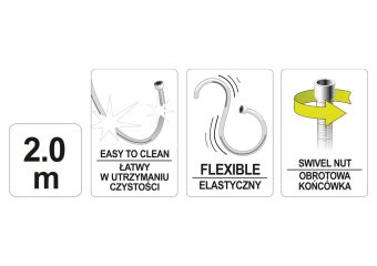 FALA Шланг для душа Ø= 14 мм, ПВХ гладкий, срібний, G 1/2, l= 2 м  | 75655