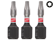 MILWAUKEE Біта SHOCKWAVE, TX10, 25мм, (3шт)