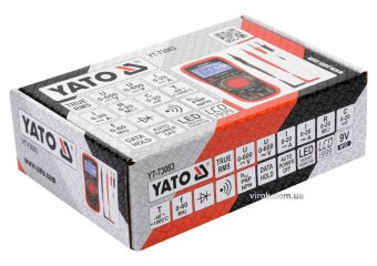YATO Мультиметр для вимірювання електричних параметр/ YATO з LCD-дисплеєм і провідниковими контактам