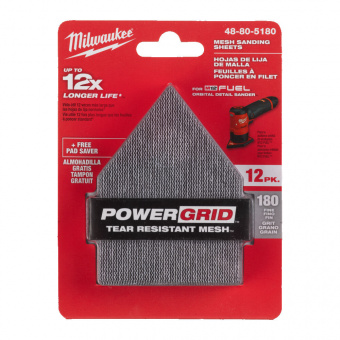 MILWAUKEE Шлиф. бумага 67х92 зерно 180 (12 шт) + подложка (1 шт), исключительно для M12 FDSS | 48805