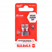 MILWAUKEE Біта SHOCKWAVE , SL0,8x5,5, 25мм, (2шт) | 4932430902