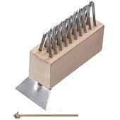 Щетка со скребком для чистки плитки LESSMANN - 100x35x42 мм с деревянным удлинителем (15199207)