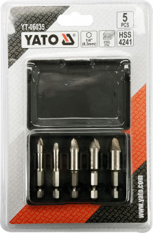 YATO Набір екстракторів YATO : HEX 1/4", HSS 4241, для видалення зломаних гвинтів 5 шт  | YT-06035