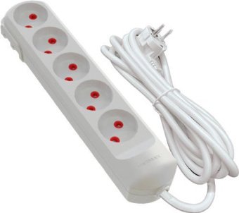 Подовжувач мережевий VIROK: l= 5 м, з 5 гніздами без заземлення