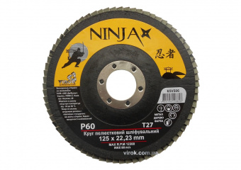 VIROK Круг пелюстковий шліфувальний NINJA : Т27, 125х22 мм, Р60 (10/200 шт. уп) | 65V506