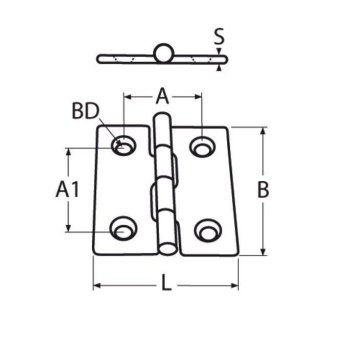 Петля нержавеющая 8149374040 40x40x0.8 (AISI 304)