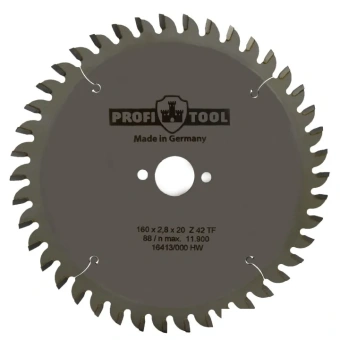 Диск пильный универсальный 160х2.8х2.2х20 мм, Z=42, форма зуба TF (TCG), поперечный рез PROFITOOL