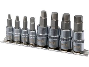 Набір естракорів гвинтів YATO торцеві з HEX спіральні квадрат 1/4" і 3/8", 8 шт