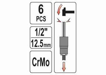 YATO Набір екстракторів YATO : квадрат-1/2", М17-27 мм, Cr-Mo, для видалення зломаних гвинтів 6 Од. 