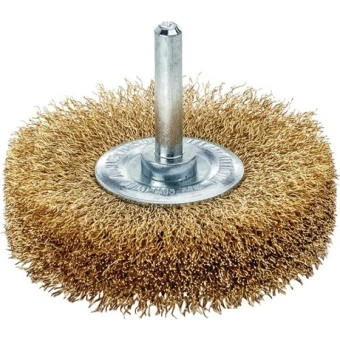 Щетка цилиндрическая 40x8-9 мм, хвостовик 6 мм, Латунная гофрированная проволока 0.20 мм LESSMANN
