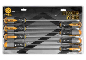 VOREL Набір викруток з подовженими стержнями : L= 325 мм, SL, PH, TORX, Cr-V, 8 шт  | 60990