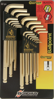BONDHUS Набор ключей 6 гран.22 шт. .050-3 / 8 "+ 1,5-10 мм, сферич. серия GoldGuard, IP.