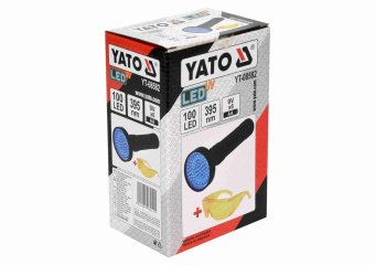 YATO Ліхтар ультрафіолетовий з окулярами, для перевірки банкнот YATO : 100LED, 6 x AA, 395 нм  | YT-