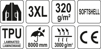 YATO Куртка робоча SOFTSHELL YATO розмір XXXL чорно-темно-сіра, 3 кишені, 96% поліестер, 4% спандекс