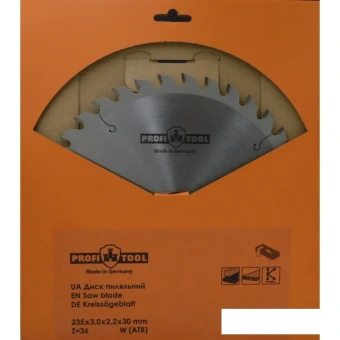 Диск пильный по дереву 235х3.0х2.2х30 мм, Z=36, форма зуба W (ATB), продольный рез PROFITOOL