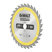 DeWALT Диск пильный CONSTRUCTION, 165х20 мм, 30z (ATB), +10 град