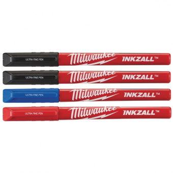 MILWAUKEE Набір ручек Fine Tip InkZAll , синій/червоний/чорний/чорний, (4шт) | 48223165