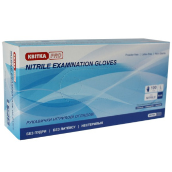 Рукавички нітрилові оглядові нестерильні КВІТКА PRO (M / 8", 100 шт.)