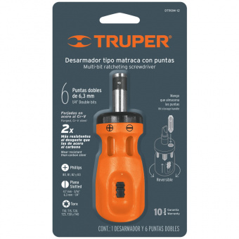 TRUPER DTROM-12B Викрутка-ручка Mini, 6 подвійних біт Cr-V