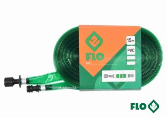 FLO Шланг плоский з отворами для зрошування : l=15 м, Ø=16мм, ПВХ, з швидкосполуч. наконечниками  | 
