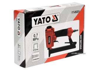 YATO Степлер пневматичний YATO : P= 7 Bar, для скоб h= 6-16 мм, w= 12,7 мм  | YT-09201