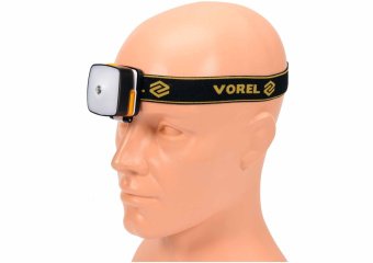 VOREL Ліхтар на чоло акумуляторний світлодіодний : 3Вт; Li-Ion 3,7В, 0,85A×Год, 3 режими, 130+160 lm