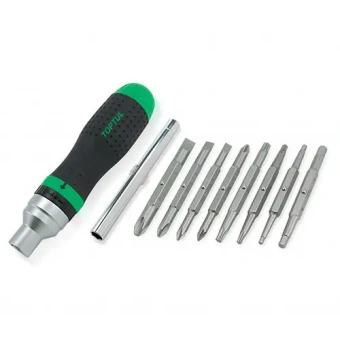 Трещоточная отвертка-битодержатель 1/4" TOPTUL 19-в-1 GAAR1002